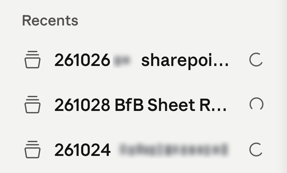 Phone screen showing three Brain for Builders chats, each marked Working
