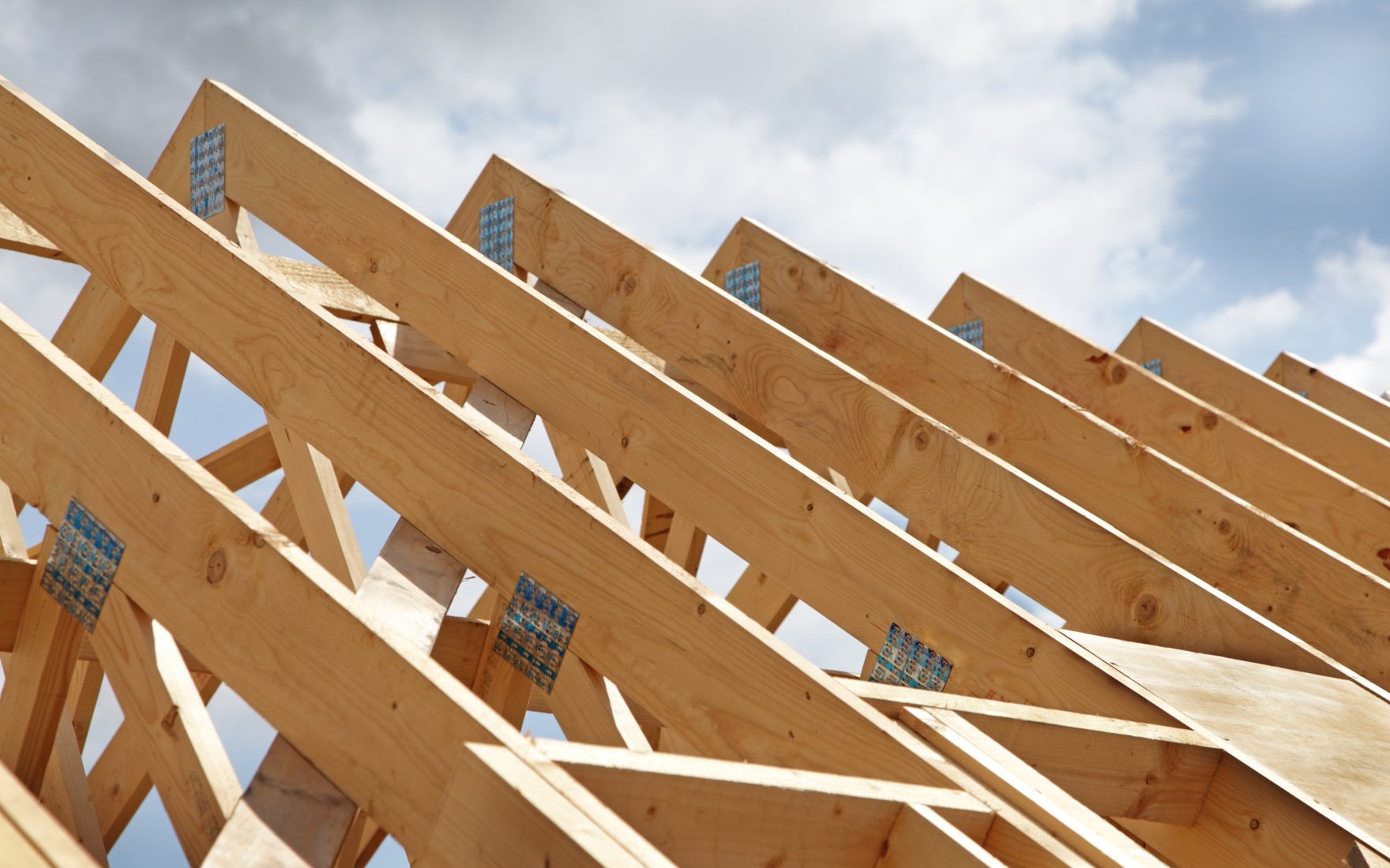 Roof trusses standing against the sky